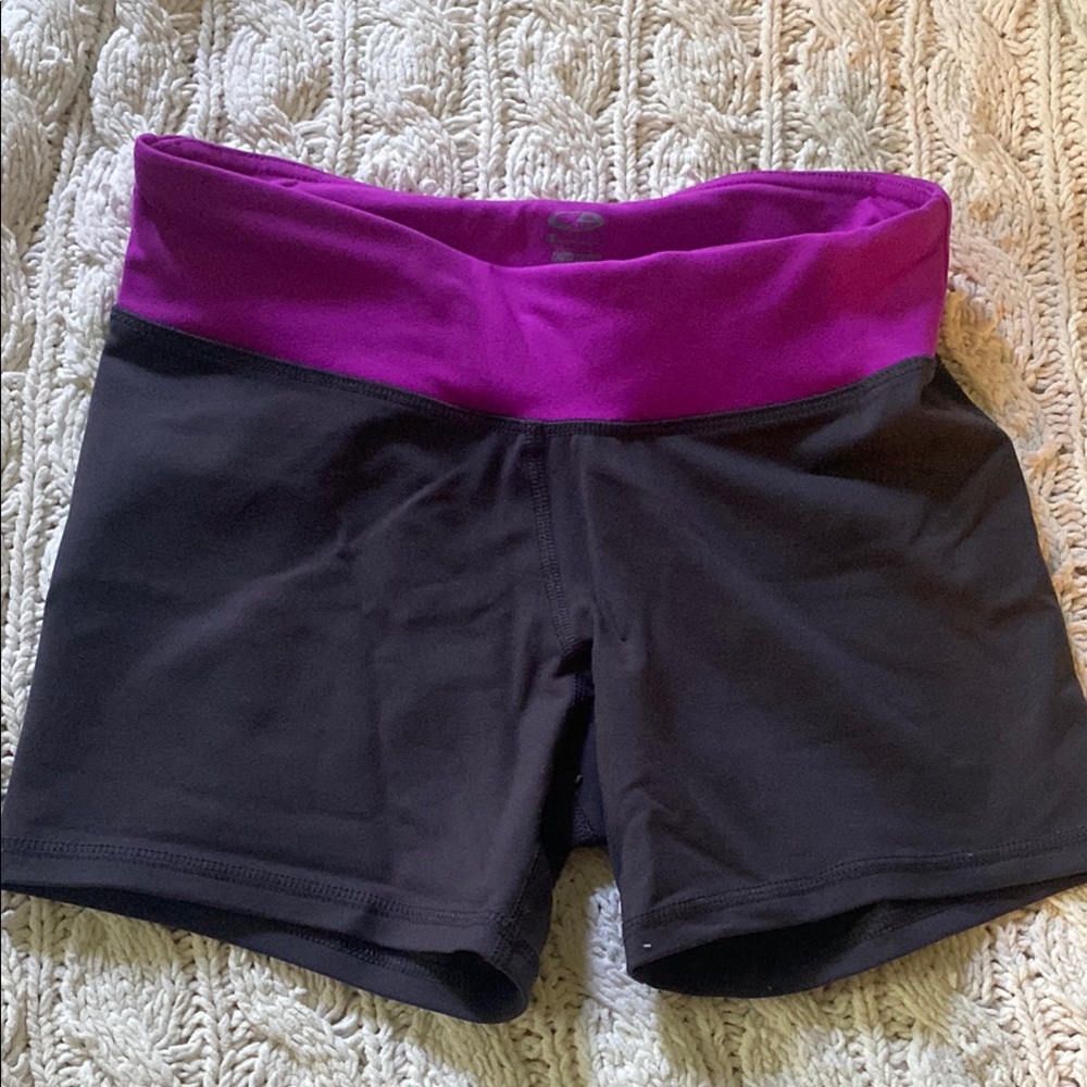 Champion Black and Purple Bike Shorts with Stretchy Fit activewear/workout short